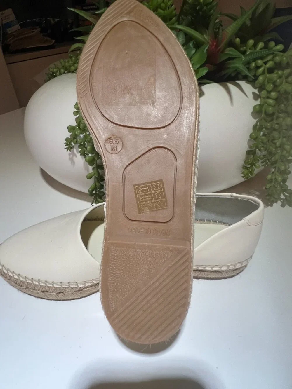 Vince Women's Tita Slip On d'Orsay Leather Espadrille Flats in Cream Sz 6.5 NWT